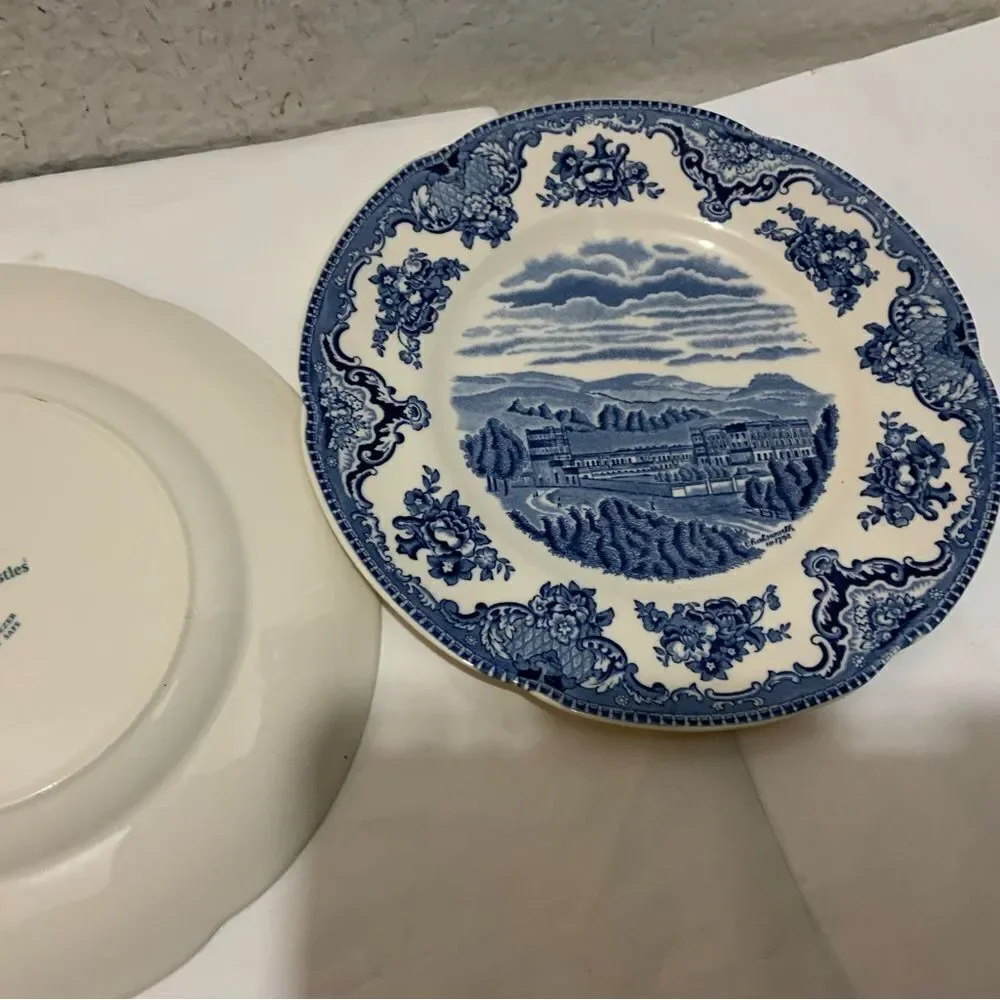 2 Vintage Johnson Bros Old Britain Castles Blarney Castle 8”Plate Blue White G15